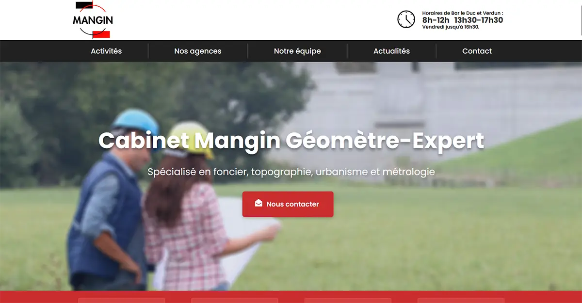 Site internet de Mangin Géomètre-Expert